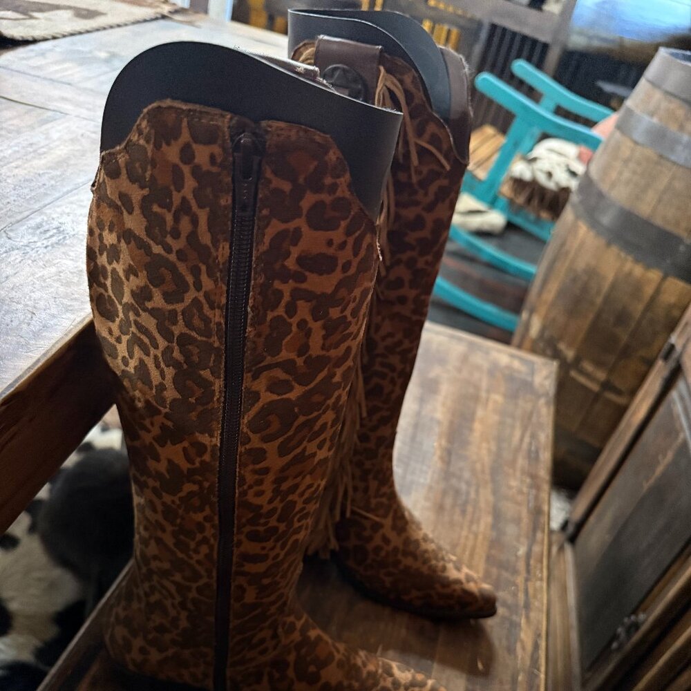 Leopard, Fringe Boots